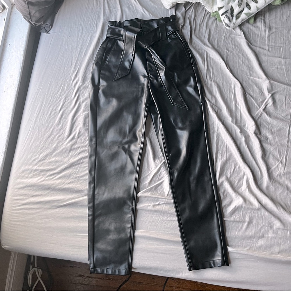 Express Black Ankle Faux Leather Pants